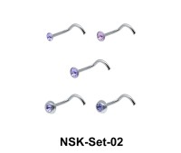 5 Silver Nose Stud Sets NSK-SET-02